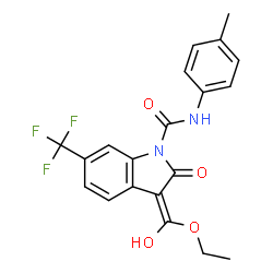 ChemSpider 2D Image | (3Z)-3-[Ethoxy(hydroxy)methylene]-N-(4-methylphenyl)-2-oxo-6-(trifluoromethyl)-1-indolinecarboxamide | C20H17F3N2O4