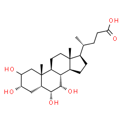 ChemSpider 2D Image | (3alpha,5beta,6alpha,7alpha)-2,3,6,7-Tetrahydroxycholan-24-oic acid | C24H40O6