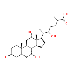 ChemSpider 2D Image | (3alpha,5beta,7alpha,12alpha)-3,7,12,22-Tetrahydroxycholestan-26-oic acid | C27H46O6