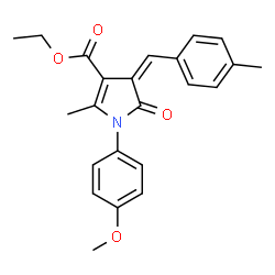 ChemSpider 2D Image | Ethyl (4Z)-1-(4-methoxyphenyl)-2-methyl-4-(4-methylbenzylidene)-5-oxo-4,5-dihydro-1H-pyrrole-3-carboxylate | C23H23NO4