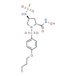 ChemSpider 2D Image | (4S)-1-[(4-Butoxyphenyl)sulfonyl]-N-hydroxy-4-[(methylsulfonyl)amino]-D-prolinamide | C16H25N3O7S2