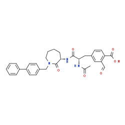 ChemSpider 2D Image | 4-[2-ACETYLAMINO-2-(1-BIPHENYL-4-YLMETHYL-2-OXO-AZEPAN-3-YLCARBAMOYL)-ETHYL]-2-FORMYL-BENZOIC ACID | C32H33N3O6