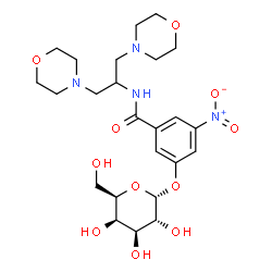 ChemSpider 2D Image | N-[1,3-Di(4-morpholinyl)-2-propanyl]-3-(alpha-D-galactopyranosyloxy)-5-nitrobenzamide | C24H36N4O11