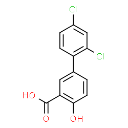 ChemSpider 2D Image | 2',4'-Dichloro-4-hydroxy-3-biphenylcarboxylic acid | C13H8Cl2O3