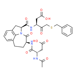 ChemSpider 2D Image | (3S)-3-[({(2S)-5-[(N-ACETYL-L-ALPHA-ASPARTYL)AMINO]-4-OXO-1,2,4,5,6,7-HEXAHYDROAZEPINO[3,2,1-HI]INDOL-2-YL}CARBONYL)AMINO]-5-(BENZYLSULFANYL)-4-OXOPENTANOIC ACID | C31H34N4O9S