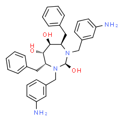 ChemSpider 2D Image | (4R,5S,6S,7R)-1,3-Bis(3-aminobenzyl)-4,7-dibenzyl-1,3-diazepane-2,5,6-triol | C33H38N4O3