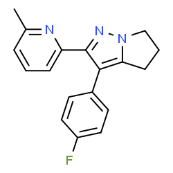 ChemSpider 2D Image | 3-(4-Fluorophenyl)-2-(6-methyl-2-pyridinyl)-5,6-dihydro-4H-pyrrolo[1,2-b]pyrazole | C18H16FN3