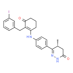 ChemSpider 2D Image | 6-(4-{[2-(3-iodobenzyl)-3-oxocyclohex-1-en-1-yl]amino}phenyl)-5-methyl-4,5-dihydropyridazin-3(2H)-one | C24H24IN3O2