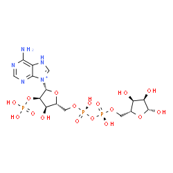 ChemSpider 2D Image | 6-Amino-9-[(2R,3R,4R,5R)-4-hydroxy-5-({[(S)-hydroxy{[(R)-hydroxy{[(2R,3S,4R,5R)-3,4,5-trihydroxytetrahydro-2-furanyl]methoxy}phosphoryl]oxy}phosphoryl]oxy}methyl)-3-(phosphonooxy)tetrahydro-2-furanyl]
-7H-purin-9-ium | C15H25N5O17P3