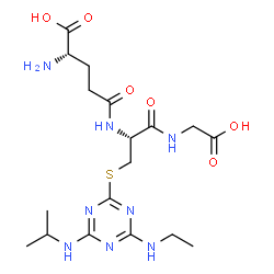 ChemSpider 2D Image | L-gamma-Glutamyl-S-[4-(ethylamino)-6-(isopropylamino)-1,3,5-triazin-2-yl]-L-cysteinylglycine | C18H30N8O6S