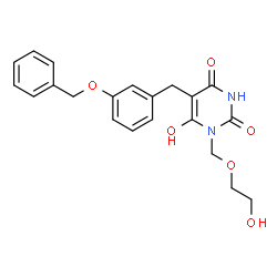 ChemSpider 2D Image | 1-((2-HYDROXYETHOXY)METHYL)-5-(3-(BENZYLOXY)BENZYL)-6-HYDROXYPYRIMIDINE-2,4(1H,3H)-DIONE | C21H22N2O6