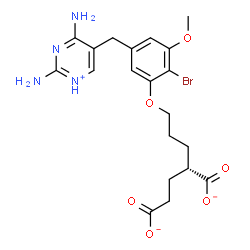 ChemSpider 2D Image | (2S)-2-(3-{2-Bromo-5-[(2,4-diaminopyrimidin-1-ium-5-yl)methyl]-3-methoxyphenoxy}propyl)pentanedioate | C20H24BrN4O6