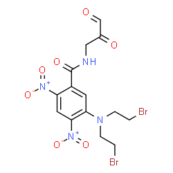 ChemSpider 2D Image | 5-[Bis(2-bromoethyl)amino]-N-(2,3-dioxopropyl)-2,4-dinitrobenzamide | C14H14Br2N4O7