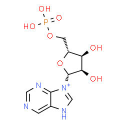 ChemSpider 2D Image | 9-(5-O-Phosphono-beta-D-ribofuranosyl)-7H-purin-9-ium | C10H14N4O7P