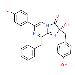 ChemSpider 2D Image | (2S)-8-Benzyl-2-hydroxy-2-(4-hydroxybenzyl)-6-(4-hydroxyphenyl)imidazo[1,2-a]pyrazin-3(2H)-one | C26H21N3O4