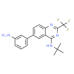 ChemSpider 2D Image | 6-(3-AMINOPHENYL)-N-(TERT-BUTYL)-2-(TRIFLUOROMETHYL)QUINAZOLIN-4-AMINE | C19H19F3N4