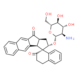 ChemSpider 2D Image | (1S,2'S,3a'R,10a'S)-2,10'-Dioxo-1',3,3a',4,10',10a'-hexahydro-2H,2'H-spiro[naphthalene-1,3'-pentaleno[1,2-b]naphthalen]-2'-yl 2-amino-2-deoxy-beta-D-glucopyranoside | C31H31NO7