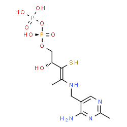 ChemSpider 2D Image | MONO-{4-[(4-AMINO-2-METHYL-PYRIMIDIN-5-YLMETHYL)-AMINO]-2-HYDROXY-3-MERCAPTO-PENT-3-ENYL-PHOSPHONO} ESTER | C11H20N4O8P2S