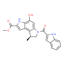 ChemSpider 2D Image | Methyl (8S)-4-hydroxy-6-(1H-indol-2-ylcarbonyl)-8-methyl-3,6,7,8-tetrahydropyrrolo[3,2-e]indole-2-carboxylate | C22H19N3O4