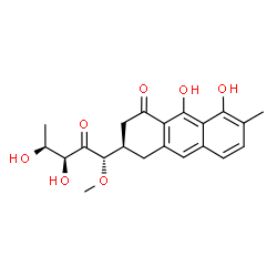 ChemSpider 2D Image | 1,2-HYDRO-1-OXY-3,4-HYDRO-3-(1-METHOXY-2-OXY-3,4-DIHYDROXYPENTYL)-8,9-DIHYDROXY-7-METHYL-ANTHRACENE | C21H24O7