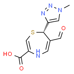 ChemSpider 2D Image | (7R)-6-Formyl-7-(1-methyl-1H-1,2,3-triazol-4-yl)-4,7-dihydro-1,4-thiazepine-3-carboxylic acid | C10H10N4O3S