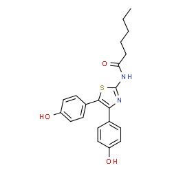 ChemSpider 2D Image | N-[4,5-Bis(4-hydroxyphenyl)-1,3-thiazol-2-yl]hexanamide | C21H22N2O3S