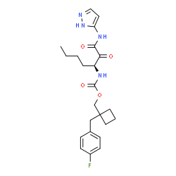 ChemSpider 2D Image | [1-(4-FLUOROBENZYL)CYCLOBUTYL]METHYL (1S)-1-[OXO(1H-PYRAZOL-5-YLAMINO)ACETYL]PENTYLCARBAMATE | C23H29FN4O4
