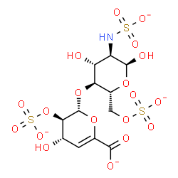 ChemSpider 2D Image | 2-Deoxy-4-O-(4-deoxy-2-O-sulfonato-alpha-L-threo-hex-4-enopyranuronosyl)-6-O-sulfonato-2-(sulfonatoamino)-alpha-D-glucopyranose | C12H15NO19S3