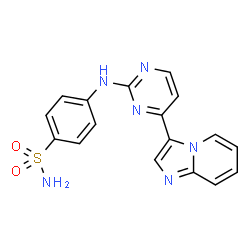 ChemSpider 2D Image | 4-[(4-IMIDAZO[1,2-A]PYRIDIN-3-YLPYRIMIDIN-2-YL)AMINO]BENZENESULFONAMIDE | C17H14N6O2S