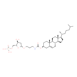 ChemSpider 2D Image | (3beta)-Cholest-5-en-3-yl {3-[(2-deoxy-5-O-phosphono-beta-D-erythro-pentofuranosyl)oxy]propyl}carbamate | C36H62NO9P