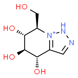 ChemSpider 2D Image | (4S,5S,6R,7R)-4,5,6-Trihydroxy-7-(hydroxymethyl)-4,5,6,7-tetrahydro-1H-[1,2,3]triazolo[1,5-a]pyridin-8-ium | C7H12N3O4
