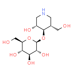 ChemSpider 2D Image | (3R,4R,5R)-3-Hydroxy-5-(hydroxymethyl)-4-piperidinyl beta-D-glucopyranoside | C12H23NO8