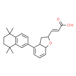 ChemSpider 2D Image | (2E)-3-[4-(5,5,8,8-Tetramethyl-5,6,7,8-tetrahydro-2-naphthalenyl)-2,3,3a,7a-tetrahydro-1-benzofuran-2-yl]acrylic acid | C25H30O3