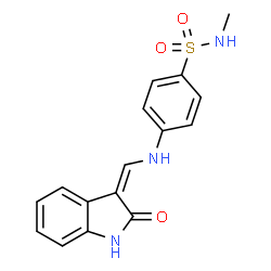 ChemSpider 2D Image | N-Methyl-4-{[(2-oxo-1,2-dihydro-3H-indol-3-ylidene)methyl]amino}benzenesulfonamide | C16H15N3O3S
