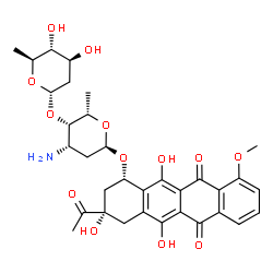 ChemSpider 2D Image | 4'-EPI-4'-(2-DEOXYFUCOSE)DAUNOMYCIN | C33H39NO13