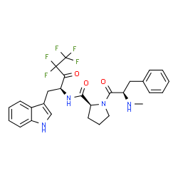 ChemSpider 2D Image | [dehydroxy-n-methyl-tyrosyl-prolinyl]-[4,4,5,5,5-pentafluoro-3-oxy-1-[3-indolyl]-pent-2-yl]amine | C28H29F5N4O3