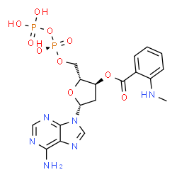 ChemSpider 2D Image | 2'(3')-O-N-METHYLANTHRANILOYL-ADENOSINE-5'-DIPHOSPHATE | C18H22N6O10P2