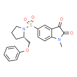 ChemSpider 2D Image | 1-methyl-5-(2-phenoxymethyl-pyrrolidine-1-sulfonyl)-1h-indole-2,3-dione | C20H20N2O5S