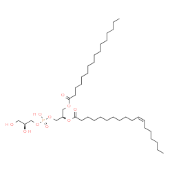 ChemSpider 2D Image | 1-hexadecanoyl-2-[(11Z)-octadec-9-enoyl]-sn-glycero-3-phospho-(1'-sn-glycerol) | C40H77O10P