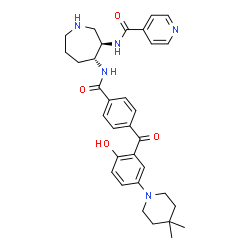 ChemSpider 2D Image | N-[4-({4-[5-(4,4-DIMETHYLPIPERIDIN-1-YL)-2-HYDROXYBENZOYL]BENZOYL}AMINO)AZEPAN-3-YL]ISONICOTINAMIDE | C33H39N5O4