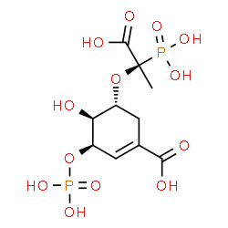 ChemSpider 2D Image | (3R,4S,5R)-5-[(1R)-1-Carboxy-1-phosphonoethoxy]-4-hydroxy-3-(phosphonooxy)-1-cyclohexene-1-carboxylic acid | C10H16O13P2