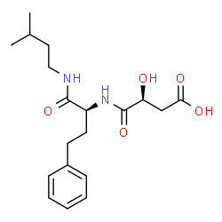 ChemSpider 2D Image | (3S)-3-Hydroxy-4-({(2S)-1-[(3-methylbutyl)amino]-1-oxo-4-phenyl-2-butanyl}amino)-4-oxobutanoic acid | C19H28N2O5
