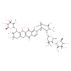 ChemSpider 2D Image | (1R,11S,12S,13R,21R,22S,23S,24S)-23-(Dimethylamino)-11,15,22-trihydroxy-12-methoxy-1,11-dimethyl-6,17-dioxo-24-{[2,3,6-trideoxy-4-O-(6-deoxy-3-C-methyl-2-O-methyl-alpha-L-mannopyranosyl)-3-methyl-3-ni
tro-beta-D-ribo-hexopyranosyl]oxy}-20,25-dioxahexacyclo[19.3.1.0~2,19~.0~5,18~.0~7,16~.0~9,14~]pentacosa-3,7(16),9(14),18-tetraen-13-yl 6-deoxy-3-C-methyl-2-O-methyl-alpha-L-mannopyranoside | C51H74N2O22