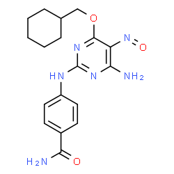 ChemSpider 2D Image | 4-{[4-Amino-6-(cyclohexylmethoxy)-5-nitroso-2-pyrimidinyl]amino}benzamide | C18H22N6O3