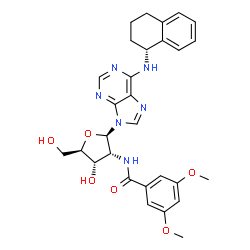 ChemSpider 2D Image | 2'-Deoxy-2'-[(3,5-dimethoxybenzoyl)amino]-N-[(1R)-1,2,3,4-tetrahydro-1-naphthalenyl]adenosine | C29H32N6O6