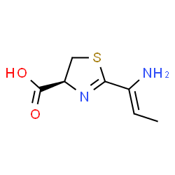 ChemSpider 2D Image | (4S)-2-[(1E)-1-AMINOPROP-1-ENYL]-4,5-DIHYDRO-1,3-THIAZOLE-4-CARBOXYLIC ACID | C7H10N2O2S