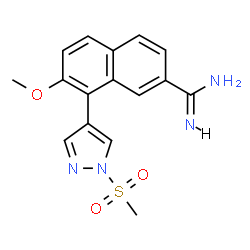 ChemSpider 2D Image | 7-Methoxy-8-[1-(methylsulfonyl)-1H-pyrazol-4-yl]-2-naphthalenecarboximidamide | C16H16N4O3S