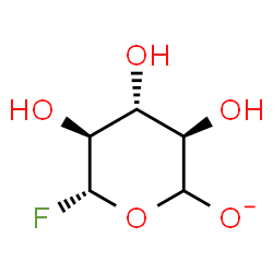 ChemSpider 2D Image | (3R,4R,5S,6R)-6-Fluoro-3,4,5-trihydroxytetrahydro-2H-pyran-2-olate | C5H8FO5