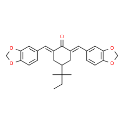 ChemSpider 2D Image | (2E,6E)-2,6-Bis(1,3-benzodioxol-5-ylmethylene)-4-(2-methyl-2-butanyl)cyclohexanone | C27H28O5