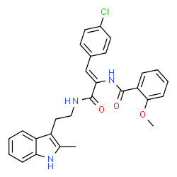ChemSpider 2D Image | N-[(1Z)-1-(4-Chlorophenyl)-3-{[2-(2-methyl-1H-indol-3-yl)ethyl]amino}-3-oxo-1-propen-2-yl]-2-methoxybenzamide | C28H26ClN3O3